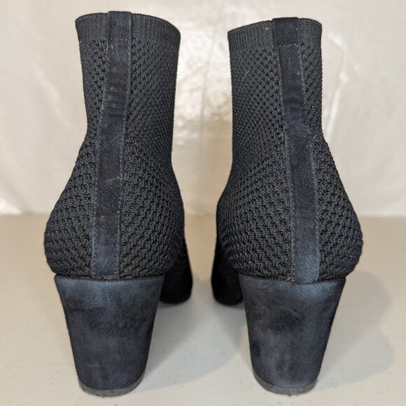 Eileen Fisher Dahlia Black Mesh Knit Sock Heeled Booties Black | 7 - Picture 5 of 8